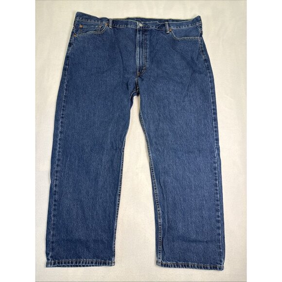 Levis 505 Jeans 48x30 Men Blue Denim Crop Straight Loose Fit Dark - Picture 1 of 9